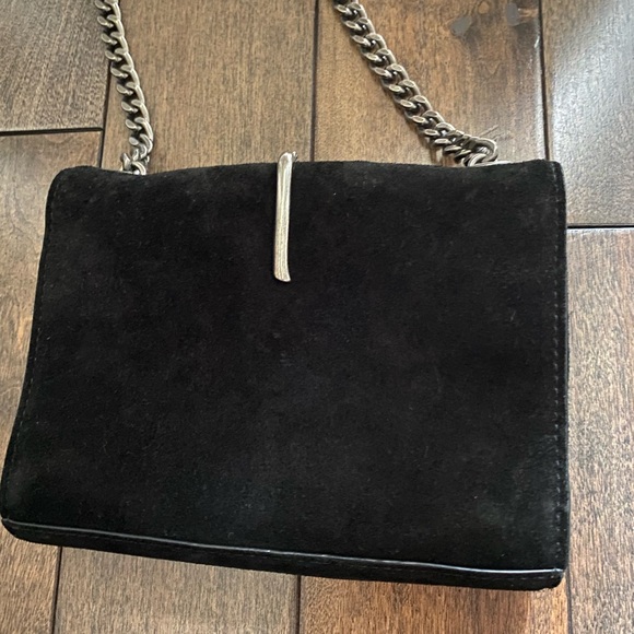 Zara Metallic Detail Leather Crossbody Bag. Black colour. - Picture 11 of 14